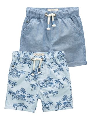 Blue Palm Print Shorts Two Pack (3mths-6yrs)
